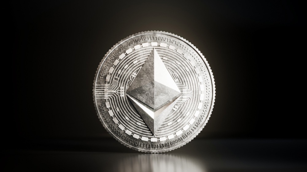 Cryptomonnaie Ethereum argentée
